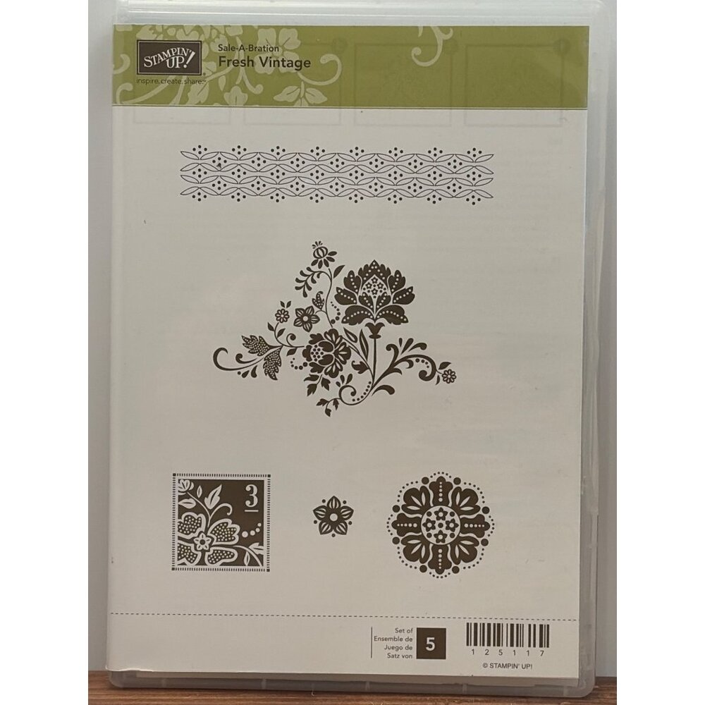 125117 Stampin Up! Sale A Bration Fresh Vintage Rubber Stamp Set Of 5
